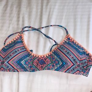 Aztec Print Criss-Cross Back Bikini Top